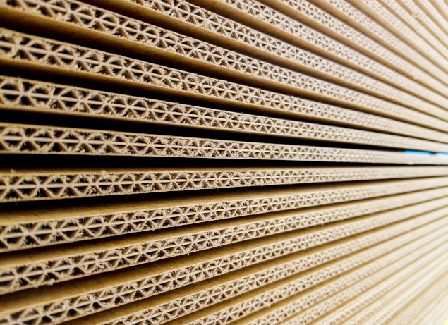 Golden brown corrugated cardboard paper